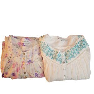 Eileen West Women's Floral Nightgowns Bundle of 2 Prairie Croquette Sz M